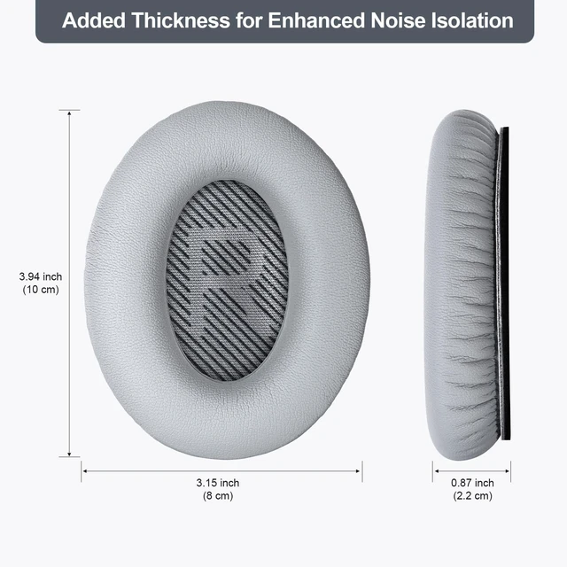 Alt view image 5 of 7 - Replacement Ear Pads Cushions for Bose QuietComfort QC 35 (ii) 25 15 2 Headphones, Upgraded Earpads for QC35 (ii) QC25 QC15 QC2 SoundTrue/SoundLink AE2/AE2i/AE2w Around-Ear Headphones (Silver)