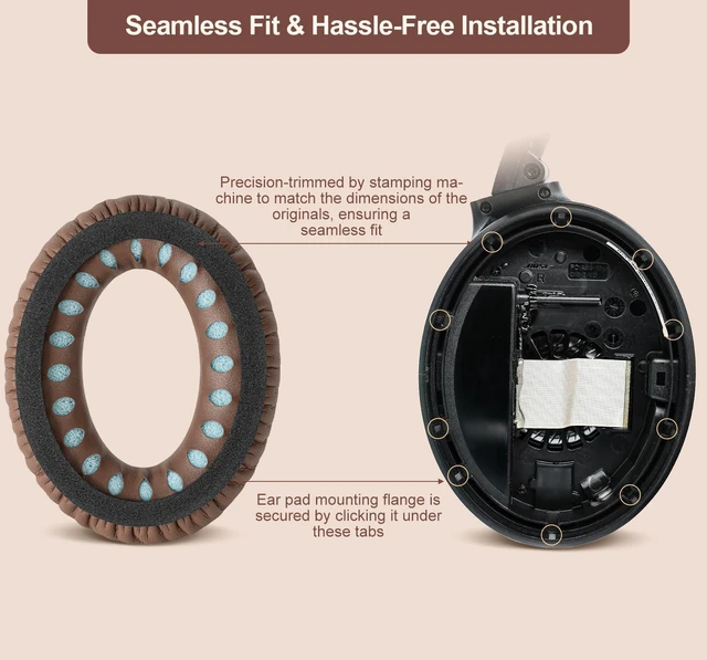 Alt view image 6 of 7 - Replacement Ear Pads Cushions for Bose QuietComfort QC 35 (ii) 25 15 2 Headphones, Upgraded Earpads for QC35 (ii) QC25 QC15 QC2 SoundTrue/SoundLink AE2/AE2i/AE2w Around-Ear Headphones (Brown)