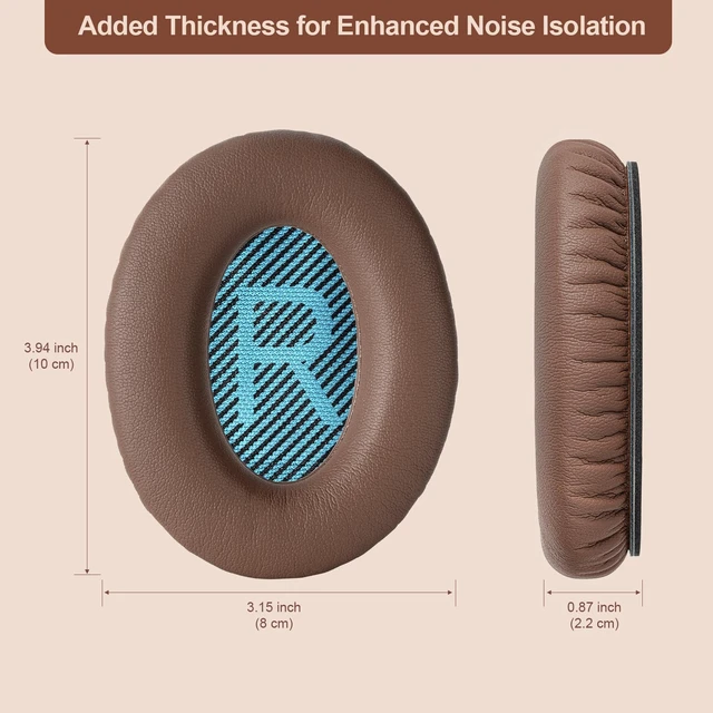 Alt view image 5 of 7 - Replacement Ear Pads Cushions for Bose QuietComfort QC 35 (ii) 25 15 2 Headphones, Upgraded Earpads for QC35 (ii) QC25 QC15 QC2 SoundTrue/SoundLink AE2/AE2i/AE2w Around-Ear Headphones (Brown)