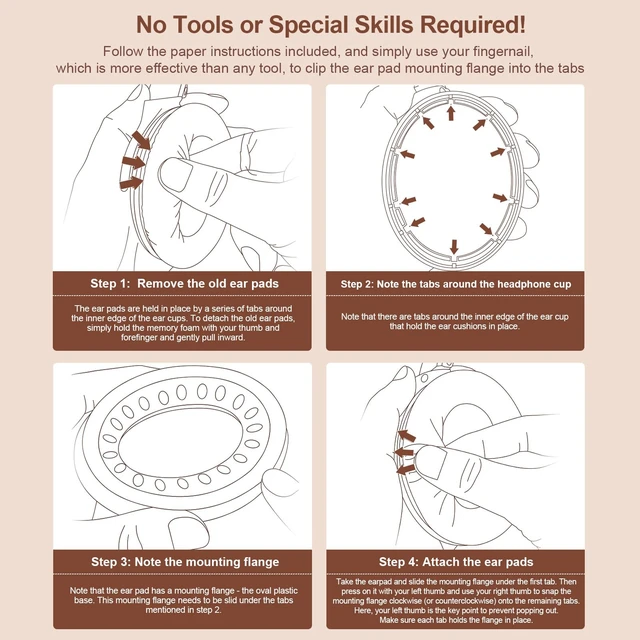 Alt view image 7 of 7 - Replacement Ear Pads Cushions for Bose QuietComfort QC 35 (ii) 25 15 2 Headphones, Upgraded Earpads for QC35 (ii) QC25 QC15 QC2 SoundTrue/SoundLink AE2/AE2i/AE2w Around-Ear Headphones (Brown)
