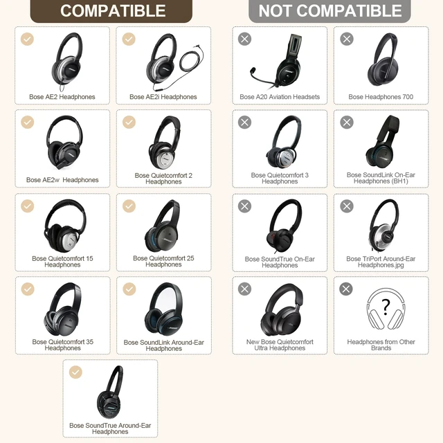 Alt view image 2 of 7 - Replacement Ear-Pads Cushions for Bose QuietComfort (QC) 35 35ii 25 15 2 and More Headphones, Upgraded Covers with Soft Protein Leather, Reinforced Sealing, Optimized Memory Foam (Brown)