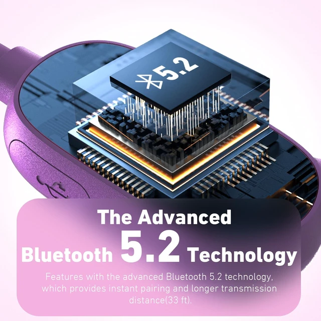Alt view image 5 of 6 - Kids Headphones, Bluetooth 5.2 Air Conduction Open Ear Headphones 85dB Volume Limiting, Stereo Sound with Mic, IPX5 Waterproof, 20H Playtime, Perfect for School and Outdoor Activities-Purple