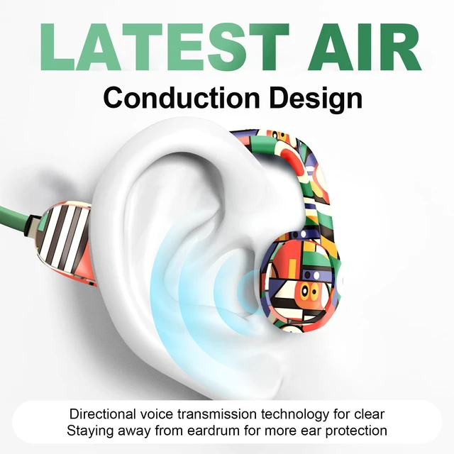 Alt view image 2 of 7 - Kids Headphones, Bluetooth 5.2 Air Conduction Open Ear Headphones 85dB Volume Limiting, Stereo Sound with Mic, IPX5 Waterproof, 20H Playtime, Perfect for School and Outdoor, Yellow