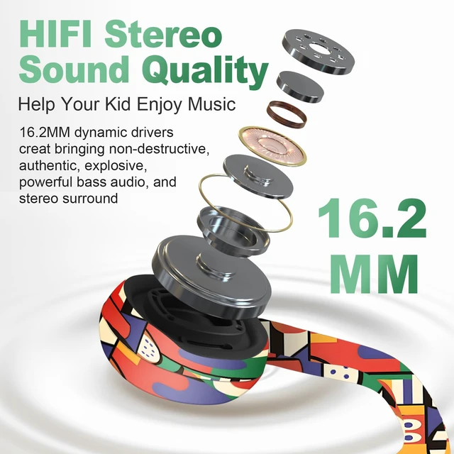 Alt view image 4 of 7 - Kids Headphones, Bluetooth 5.2 Air Conduction Open Ear Headphones 85dB Volume Limiting, Stereo Sound with Mic, IPX5 Waterproof, 20H Playtime, Perfect for School and Outdoor, Yellow