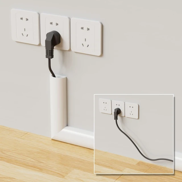 Alt view image 6 of 7 - 118" Side Open Cord Hider for Wall Mounted Tv, Silicone Flexible Cable Cover to Hide Conceal Cords Along Wall,Wire Raceway Management Cable Concealer Channel,Electric,White W1.08"×H0.6"