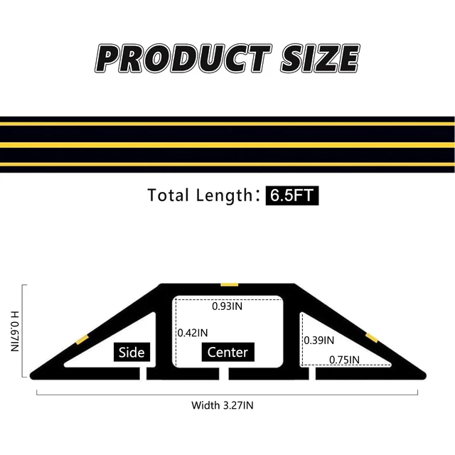 Alt view image 2 of 6 - 6.5Ft Cord Covers for Wires on Floor, 3-Channel PVC Floor Cable Cover for Small to Medium Wires, Anti-Slip Base with Yellow Warning Stripes, Indoor Floor Cord Cover for Home Office Events