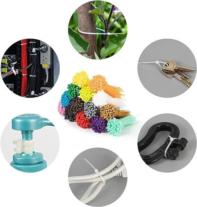 Alt view image 4 of 5 - 1400 PCS Colored Garden Cable Zip Ties 10 inch, 40 lbs Strength, Multicolor Self-Locking Nylon Zip Ties for Marking Chickens Legs or Deco Mesh Wreath Supplies