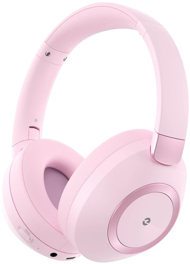 Main image of Active Noise Cancelling Headphones, 100H Bluetooth Headphones Wireless Headphone with Microphone, Over Ear Headphones Wireless with Deep Bass, Fast Charging for Travel, Work, Study-Pink