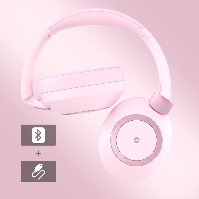 Alt view image 4 of 7 - Active Noise Cancelling Headphones, 100H Bluetooth Headphones Wireless Headphone with Microphone, Over Ear Headphones Wireless with Deep Bass, Fast Charging for Travel, Work, Study-Pink