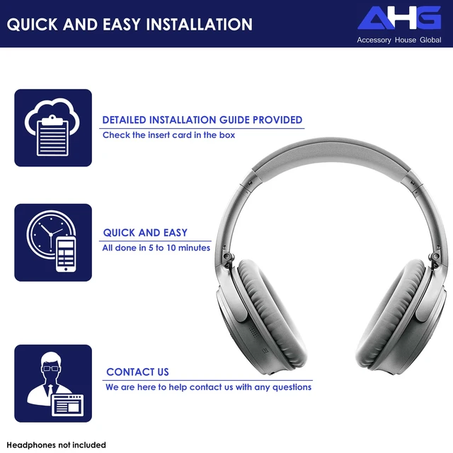 Alt view image 7 of 7 - qc Replacement Ear Pads Cushions Compatible with Bose QuietComfort 35 II / QC35, QCSE, QCSC and QC45 Wireless Headphones (Gray) - Premium Material Extra Thick Durable