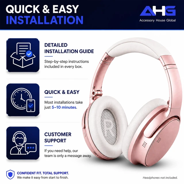 Alt view image 7 of 7 - qc Replacement Ear Pads Cushions Compatible with Bose QuietComfort 35 II / QC35, QCSE, QCSC and QC45 Wireless Headphones (White) - Premium Material Extra Thick Durable