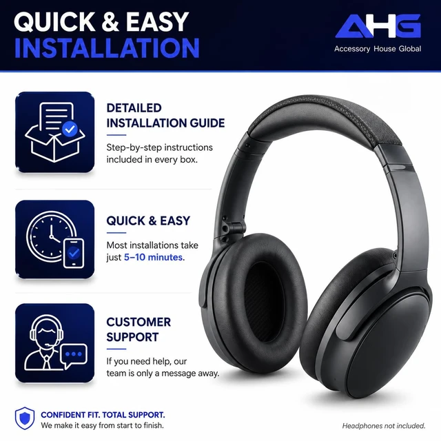 Alt view image 7 of 7 - QC45 Ear Pads Compatible with Bose QuietComfort 45 35 QC35 II QCSC QCSE Easy DIY Fit Premium Protein Leather Extra Thick Soft High-Density Foam