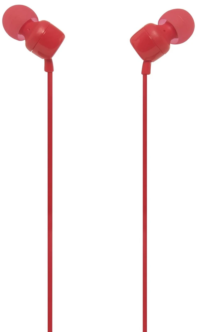Main image of Tune 110E - in-Ear Headphones - Red Pure Bass sound, 1-button remote with microphone, Tangle-free flat cable