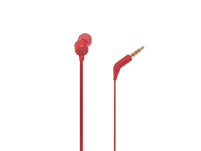 Alt view image 4 of 5 - Tune 110E - in-Ear Headphones - Red Pure Bass sound, 1-button remote with microphone, Tangle-free flat cable