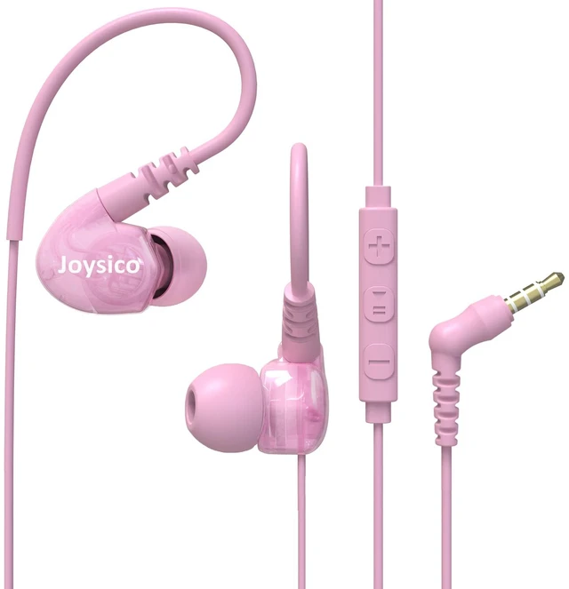 Main image of Wired Sport Running Headphones Over Ear in-Ear Earbuds w Mic Pink For Kids Women Small Ears, Wrap Around Earphones w Earhook, Control & Ear Buds Case for Gym Workout, For Cell Phones Laptops