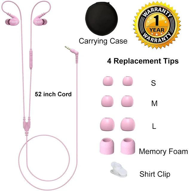 Alt view image 7 of 7 - Wired Sport Running Headphones Over Ear in-Ear Earbuds w Mic Pink For Kids Women Small Ears, Wrap Around Earphones w Earhook, Control & Ear Buds Case for Gym Workout, For Cell Phones Laptops