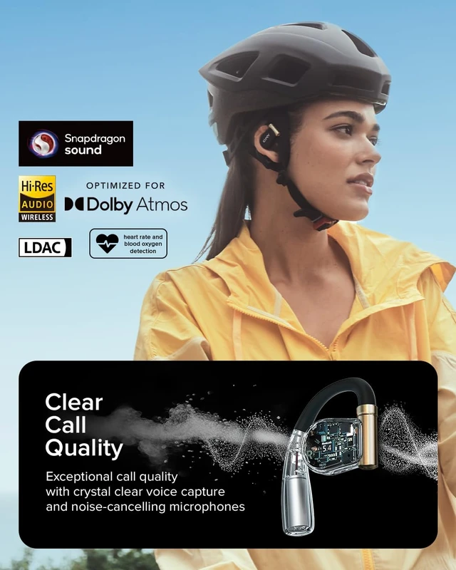 Alt view image 2 of 7 - ARC 3 Sports Pro Open Ear Headphones, Black Dolby Audio, Snapdragon Sound True Wireless, 40Hr Battery, Bluetooth 5.4, IPX7, Heart Rate Tracking