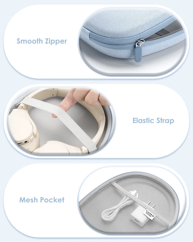 Alt view image 4 of 6 - Headphone Case Hard Shell Super-Slim for Soundcore Anker/Sony/JBL/Bose Fits Skullcandy Crusher/BERIBES/KVIDIO/TOZO/JLab Over-Ear Headphones, Universal Portable Travel Organizer Bag