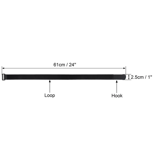 Alt view image 3 of 7 - 12 Pack 1 x 24 Inch Long Hook and Loop Tie Down Straps Heavy Duty Durable Nylon, Reusable, Large, Wide, Black, Functional Adjustable Fastening Cinch Strap Cable Cord for Home, Office, Outdoor