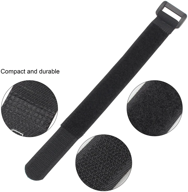 Alt view image 4 of 7 - 12 Pack 1 x 12 Inch Long Hook and Loop Tie Down Straps Heavy Duty Durable Nylon, Reusable, Large, Wide, Black, Functional Adjustable Fastening Cinch Strap Cable Cord for Home, Office, Outdoor