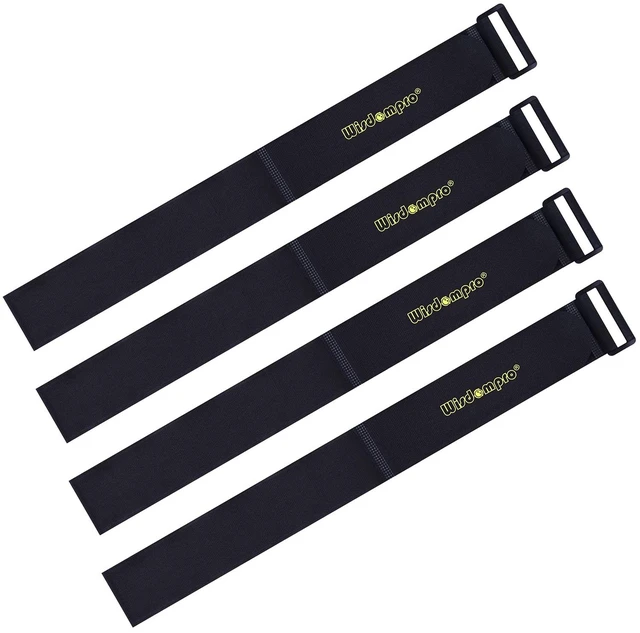 Main image of Extra Large 4 Pack 2 x 37" Hook & Loop Tie Down Straps Heavy Duty Durable Nylon, Reusable, Long, Wide, Black, Functional, Adjustable Fastening Cinch Strap Cable Cord for Home, Office, Outdoor