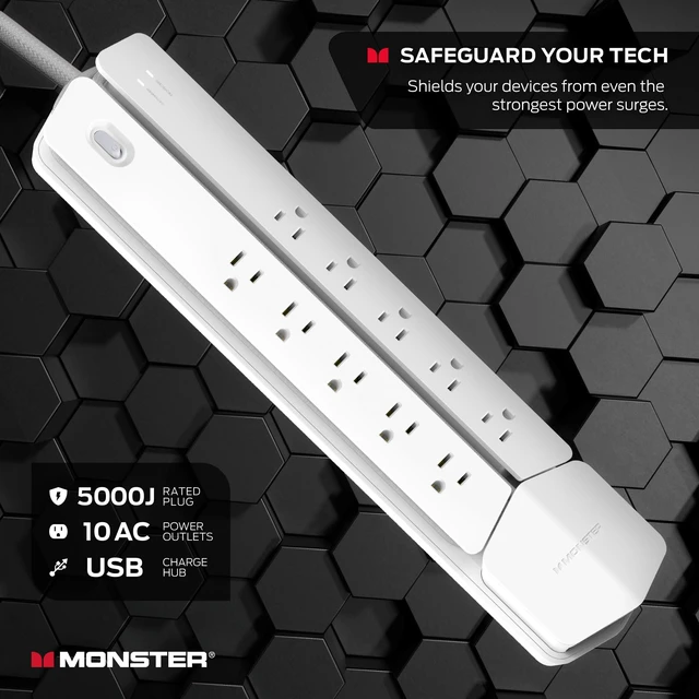 Alt view image 2 of 7 - Power Vertex Surge Protector with Detachable USB Power Strip (White, Power Vertex XL)
