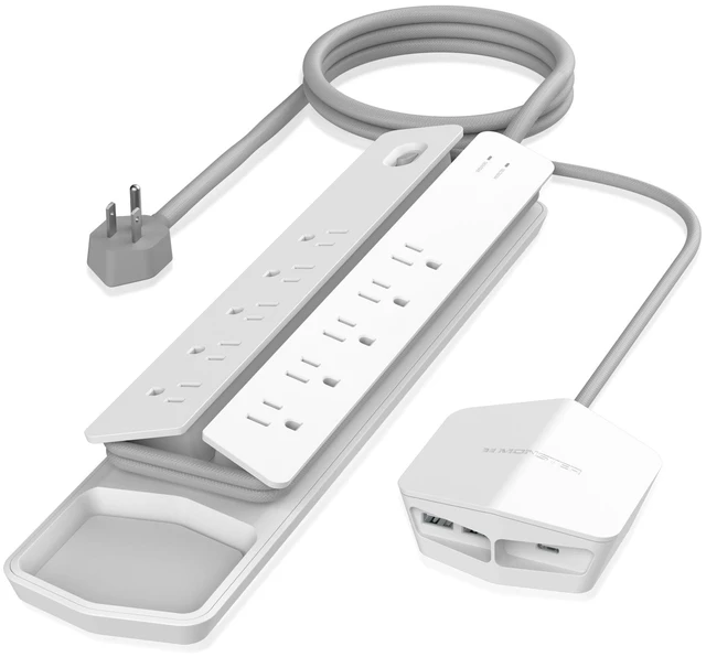 Main image of Power Vertex Surge Protector with Detachable USB Power Strip (White, Power Vertex XL)