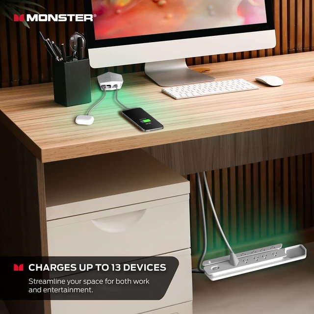 Alt view image 5 of 7 - Power Vertex Surge Protector with Detachable USB Power Strip (White, Power Vertex XL)