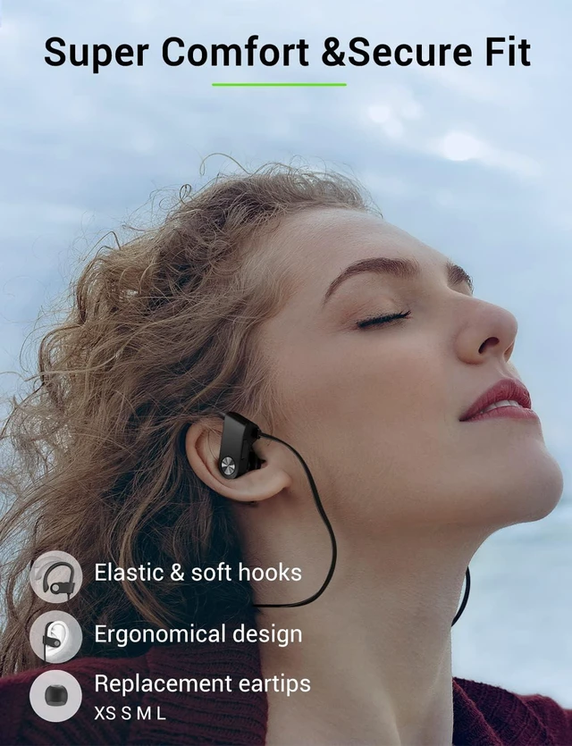 Alt view image 7 of 7 - Bluetooth 5.3 Headphones, Wireless Sports In-Ear Earbuds IPX7 Waterproof 16 Hours Playtime, Sweatproof Stereo Earphones with MIC, Noise Cancelling Headsets for Gym Running Workout, Clear Sound