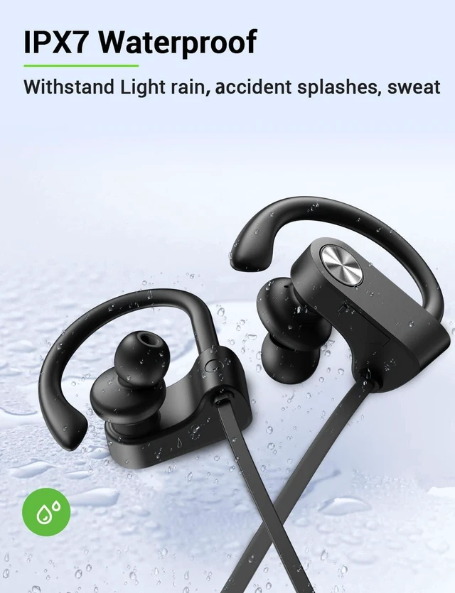 Alt view image 5 of 7 - Bluetooth 5.3 Headphones, Wireless Sports In-Ear Earbuds IPX7 Waterproof 16 Hours Playtime, Sweatproof Stereo Earphones with MIC, Noise Cancelling Headsets for Gym Running Workout, Clear Sound