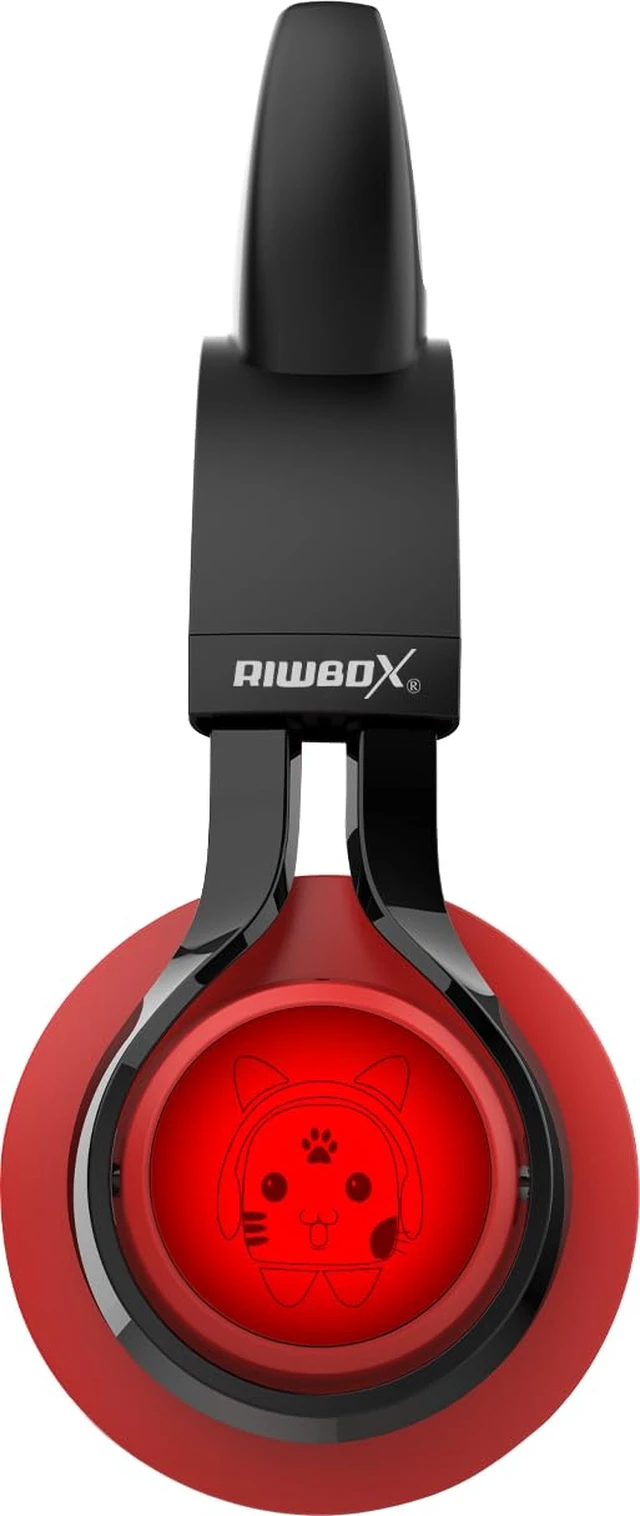 Alt view image 3 of 7 - CT-7 Cat Ear Bluetooth Headphones, LED Light Up Bluetooth Wireless Over Ear Headphones with Microphone and Volume Control for Travel/School/Smartphones/Laptop/PC/TV Red&Black