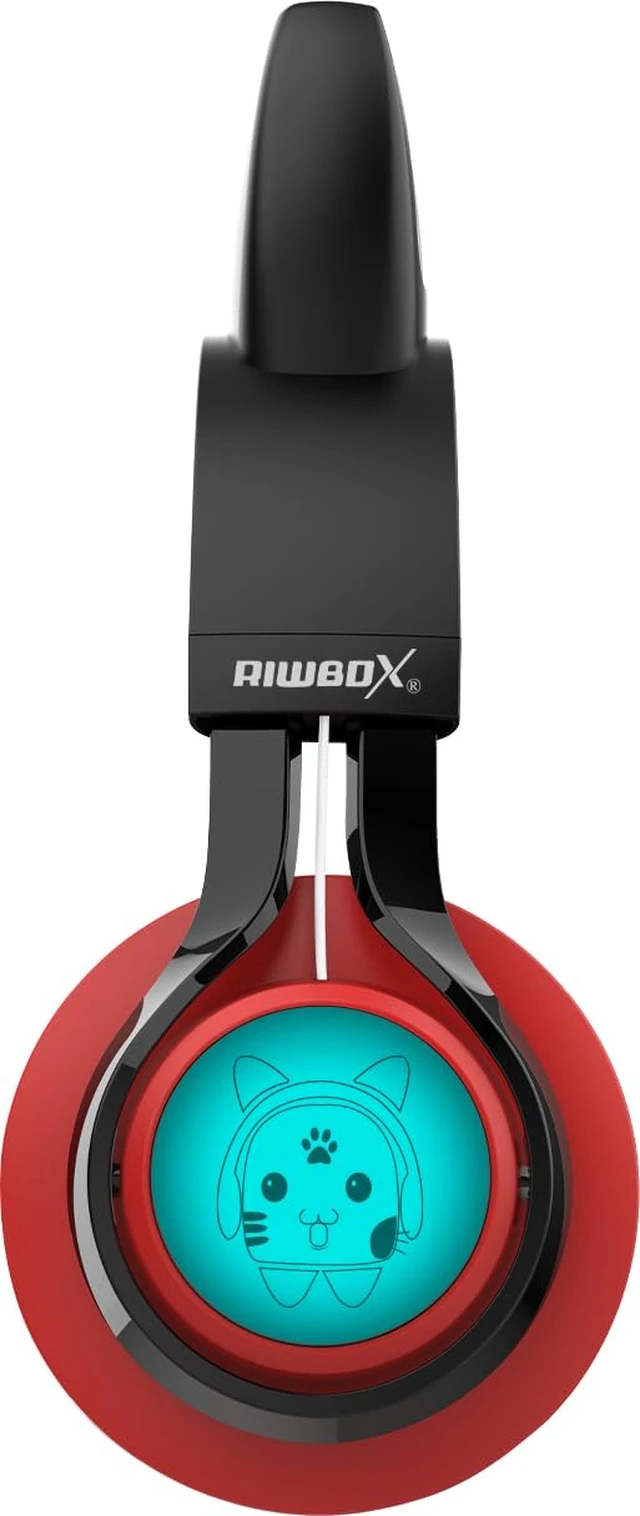 Alt view image 4 of 7 - CT-7 Cat Ear Bluetooth Headphones, LED Light Up Bluetooth Wireless Over Ear Headphones with Microphone and Volume Control for Travel/School/Smartphones/Laptop/PC/TV Red&Black