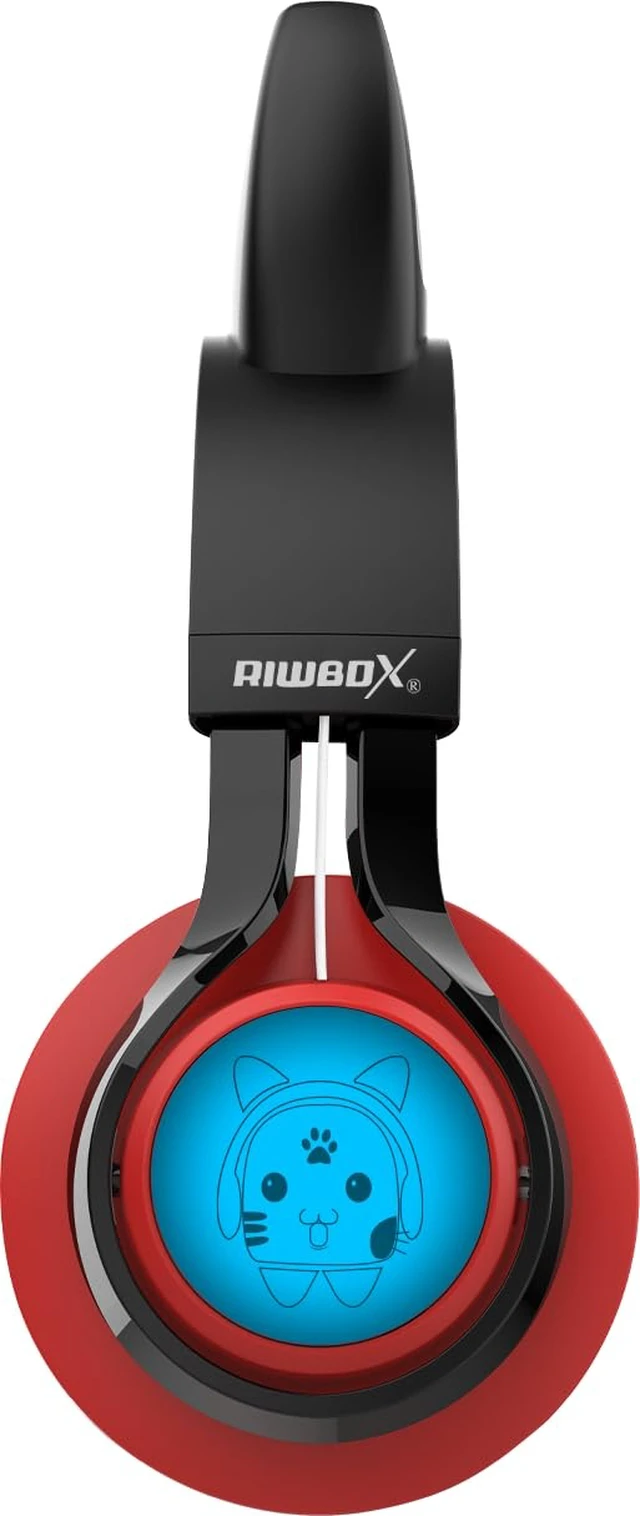 Alt view image 6 of 7 - CT-7 Cat Ear Bluetooth Headphones, LED Light Up Bluetooth Wireless Over Ear Headphones with Microphone and Volume Control for Travel/School/Smartphones/Laptop/PC/TV Red&Black