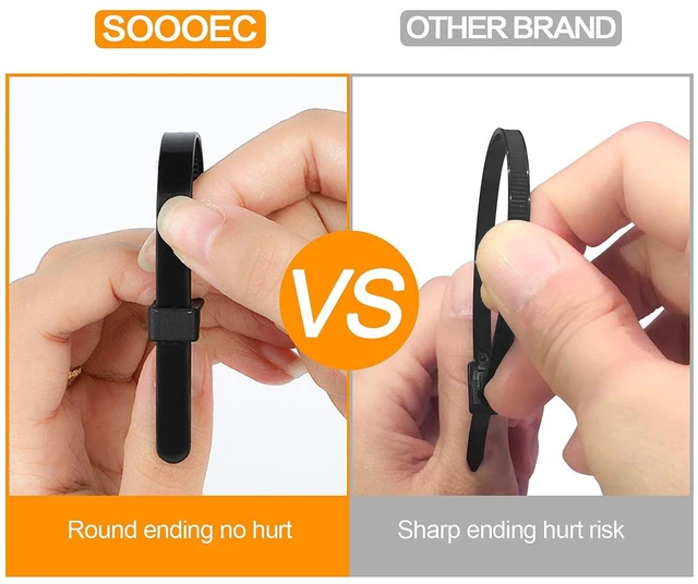Alt view image 3 of 6 - 100 Pack Reusable Zip Ties 12 Inch Heavy Duty UV Resistant Cable Ties Black Reusable Trigger Release / Heavy Duty Nylon / UV Weatherproof / Non-Slip Self-Locking / Smooth Round Ending No Hurt