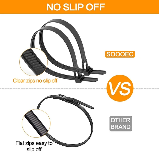 Alt view image 5 of 6 - 100 Pack Reusable Zip Ties 12 Inch Heavy Duty UV Resistant Cable Ties Black Reusable Trigger Release / Heavy Duty Nylon / UV Weatherproof / Non-Slip Self-Locking / Smooth Round Ending No Hurt