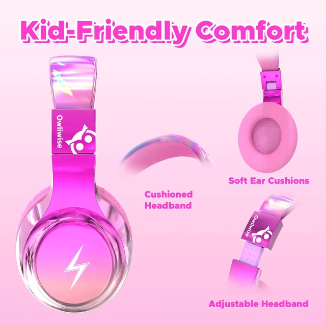 Alt view image 3 of 7 - Kids Headphones with Cord with Mic, 85/94dB Safe Volume Limit HD mic, over-ear foldable, 3.5mm for iPad, tablet, computer, Kids Wired Headphones for school, travel, boys girls Bolt Series