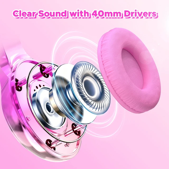 Alt view image 5 of 7 - Kids Headphones with Cord with Mic, 85/94dB Safe Volume Limit HD mic, over-ear foldable, 3.5mm for iPad, tablet, computer, Kids Wired Headphones for school, travel, boys girls Bolt Series