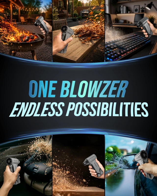 Alt view image 3 of 7 - BLOWZER X6 by - Powerful Airflow, Endless Possibilities Jet Powered Air Duster, Up to, Free Carry Case, 5 Nozzles, PC, Keyboard, Car Detailing, Fire Accelerator