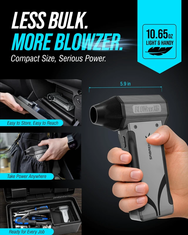 Alt view image 4 of 7 - BLOWZER X6 by - Powerful Airflow, Endless Possibilities Jet Powered Air Duster, Up to, Free Carry Case, 5 Nozzles, PC, Keyboard, Car Detailing, Fire Accelerator