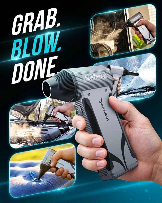 Alt view image 6 of 7 - BLOWZER X6 by - Powerful Airflow, Endless Possibilities Jet Powered Air Duster, Up to, Free Carry Case, 5 Nozzles, PC, Keyboard, Car Detailing, Fire Accelerator