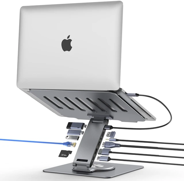 Main image of Laptop Docking Station Stand 11-IN-1 Triple Display HDMI DP 4K60Hz Gigabit Ethernet USB3.1 PD100W SD/TF Card Reader Audio 360°Swivel Laptop Stand with USB Hub for MacBookPro/Air/Dell/HP/Surface/Lenovo