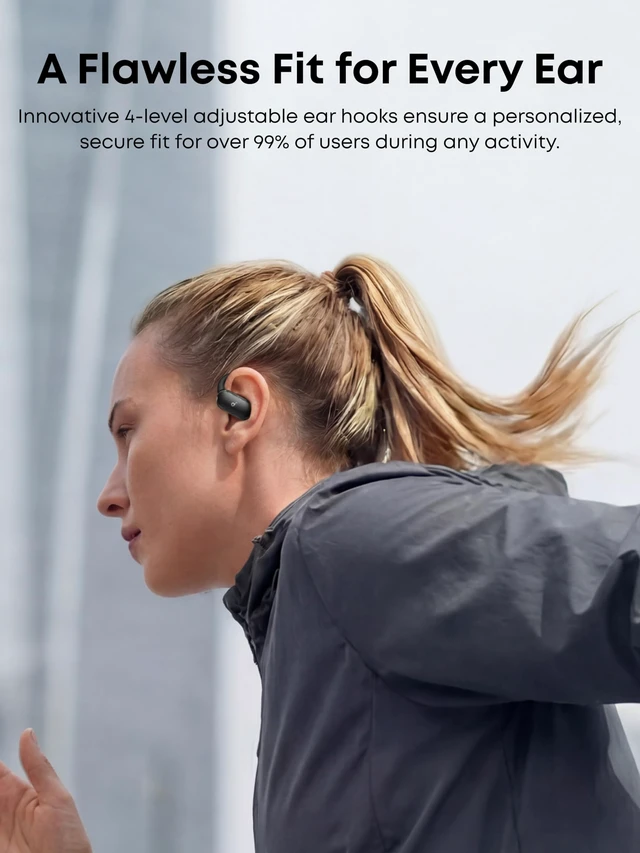 Alt view image 2 of 7 - V40i by Open Ear Earbuds, Open Ear Headphones True Wireless Lidless Case, 4 Adjustable Positions for Every Ear Size, AI Clear Calls, Richer Bass, IP55, 21H Playtime, Bluetooth 5.4