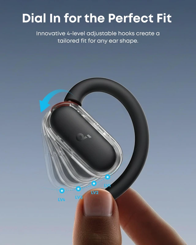 Alt view image 4 of 7 - V40i by Open Ear Earbuds, Open Ear Headphones True Wireless Lidless Case, 4 Adjustable Positions for Every Ear Size, AI Clear Calls, Richer Bass, IP55, 21H Playtime, Bluetooth 5.4