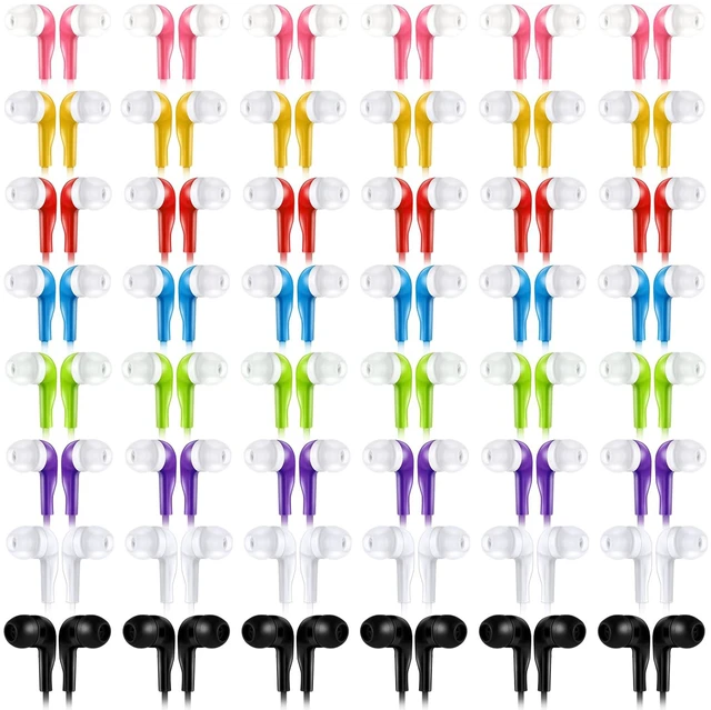 Main image of 160 Packs Bulk Wired Earbuds Classroom Students,Classict Color 8 Colors Individually Wrapped Earphones, Kids School Library Disposable Headphones 3.5mm Plug, In-ear Design Testing Training