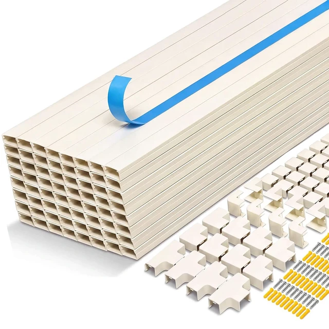 Main image of Cord Hider Kits, 1008in Self Adhesive Paintable Cable Cover Raceways, TV Cable Hider for Ceiling, Home Office Wire Management on Wall, 64PCS X L15.75in W 0.94in H 0.55in
