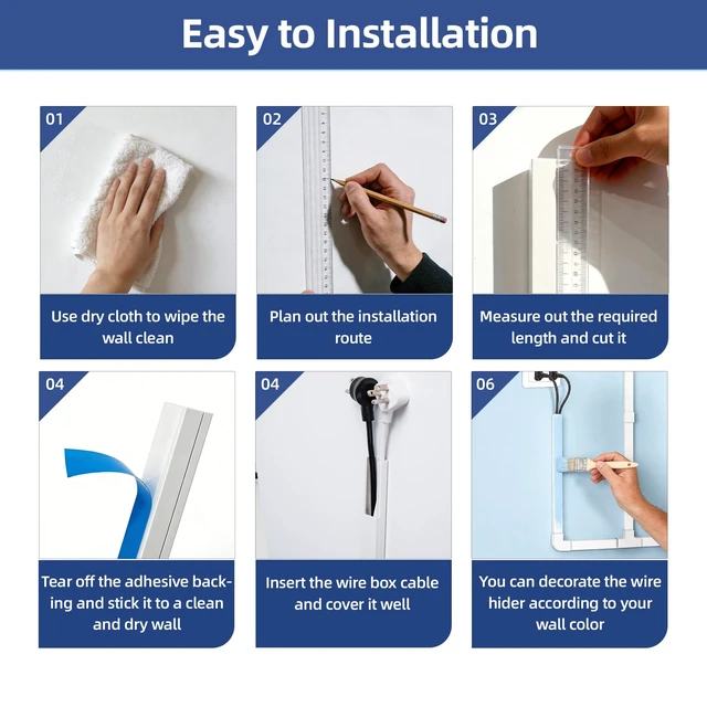 Alt view image 6 of 7 - Cord Hider Kits, 1008in Self Adhesive Paintable Cable Cover Raceways, TV Cable Hider for Ceiling, Home Office Wire Management on Wall, 64PCS X L15.75in W 0.94in H 0.55in