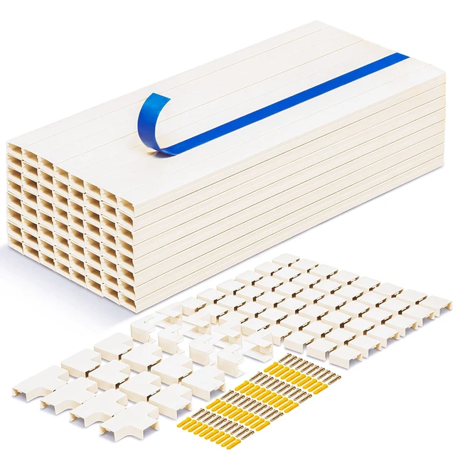 Alt view image 3 of 7 - Cord Hider Kits, 1008in Self Adhesive Paintable Cable Cover Raceways, TV Cable Hider for Ceiling, Home Office Wire Management on Wall, 64PCS X L15.75in W 0.94in H 0.55in