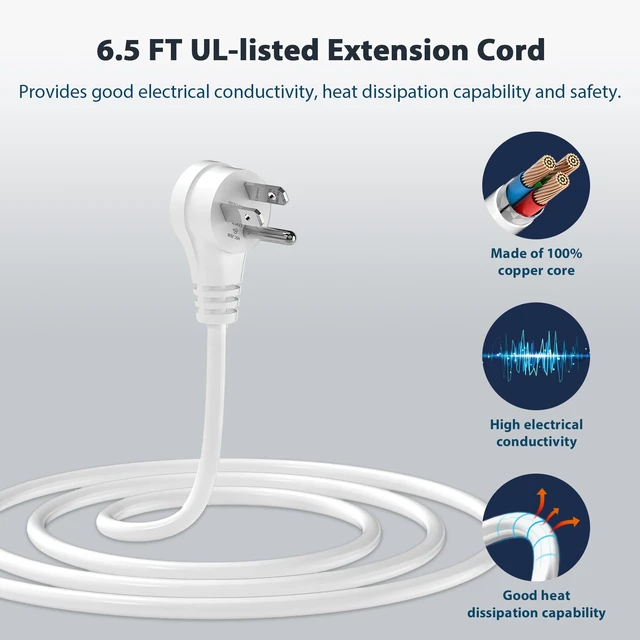 Alt view image 7 of 7 - Power Strip with USB, Power Strip Tower with 9 Outlets, 2 USB-C, 2 USB-A, Convertible Outlet Extender & Desk Charging Block, 6.5 FT Flat Plug Extension Cord for Home Office, Kitchen 1625W/13A