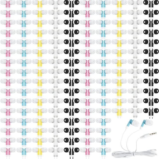 Main image of 300 Packs Wired Earbuds Bulk, Colorful Colorful Headphones, in Ear Ear Buds, Earphones with 3.5mm Jack, for Laptop Library Supplies, No Microphone