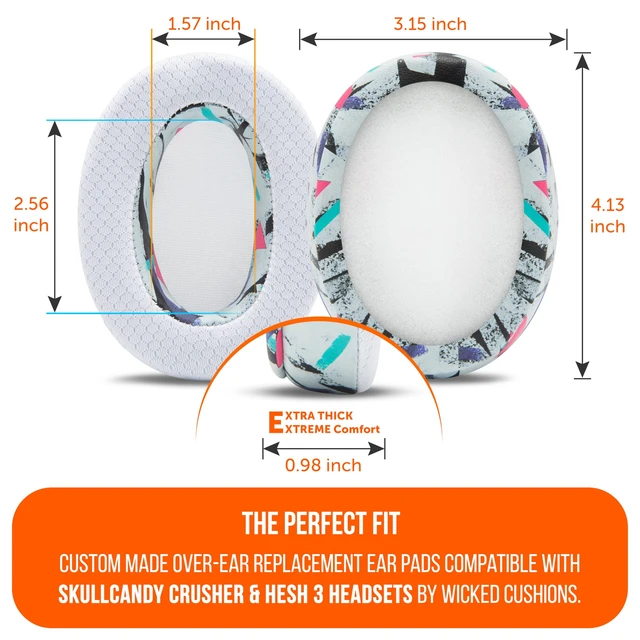 Alt view image 4 of 7 - Freeze Crusher - Cooling Gel Earpads for Skullcandy Crusher & Hesh 3 Made by Wicked Cushions Also fits Crusher ANC 2, Crusher 720 & 1080 Soft Memory Foam, Cooler for Longer 90's White